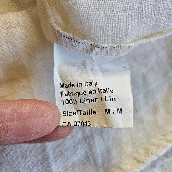 Focus Woman 100% Linen Cream Button Up Boyfriend Shirt Size M - Picture 10 of 10